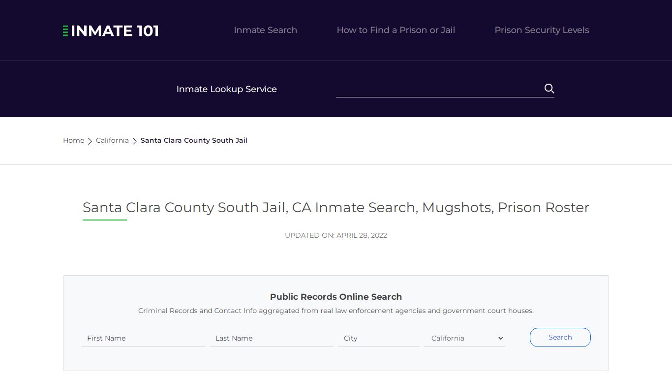 Santa Clara County South Jail, CA Inmate Search, Mugshots ...